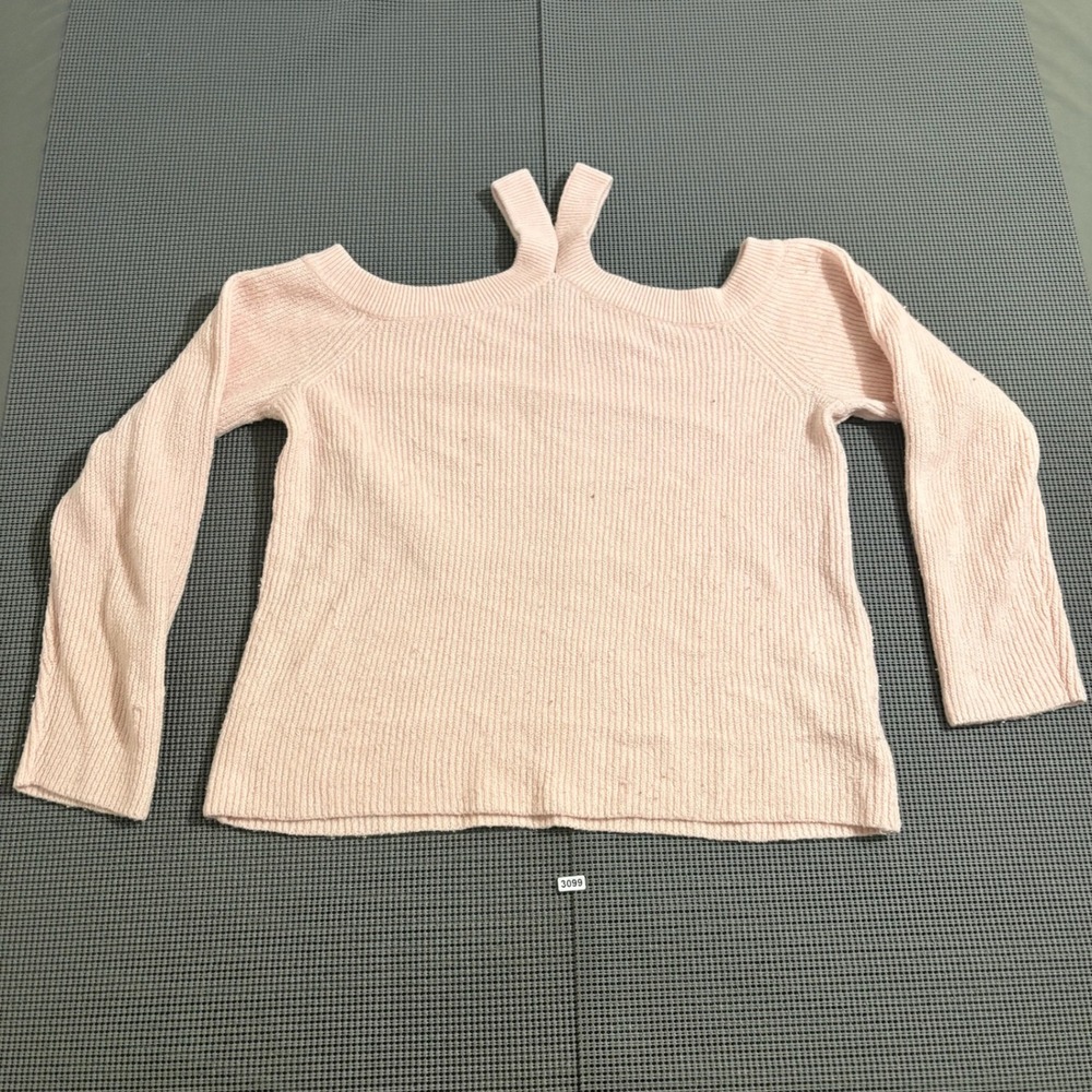 1.STATE Womens Cold Shoulder Ribbed Knit Sweater Pink XXL